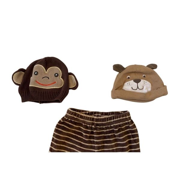 Lot of 5 Carters Monkey Dog Baby Hats Pajama Pants 6 Months - Picture 5 of 10
